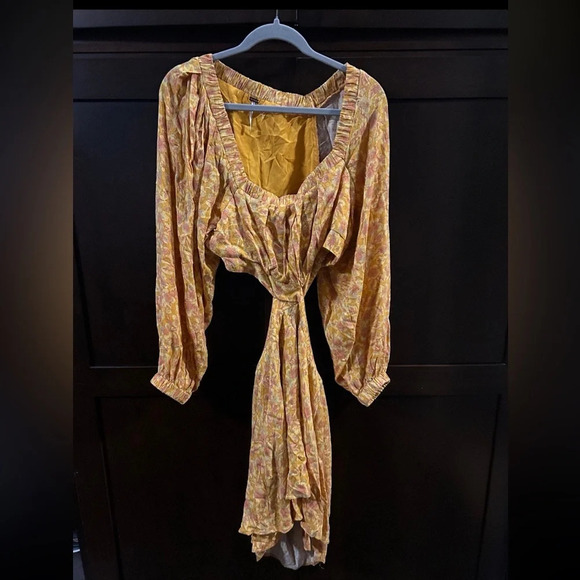 Free People Jael Cutout Mini Dress Floral Spring Autumn Fall Large - Picture 3 of 3